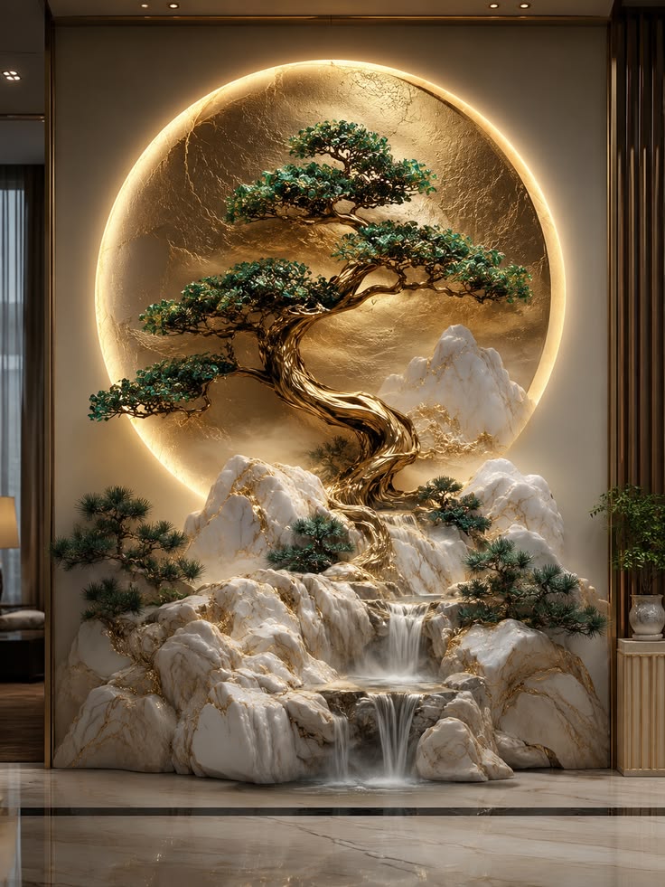 Luxury Marble Tree Wall Art Ideas: Elegant 3D Bonsai Decor Inspiration for Modern Luxury Homes